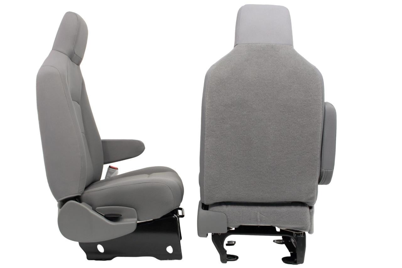 Ford Econoline Front Bucket Seats, Gray Cloth w/ Folding Armrests, Fits 1997+