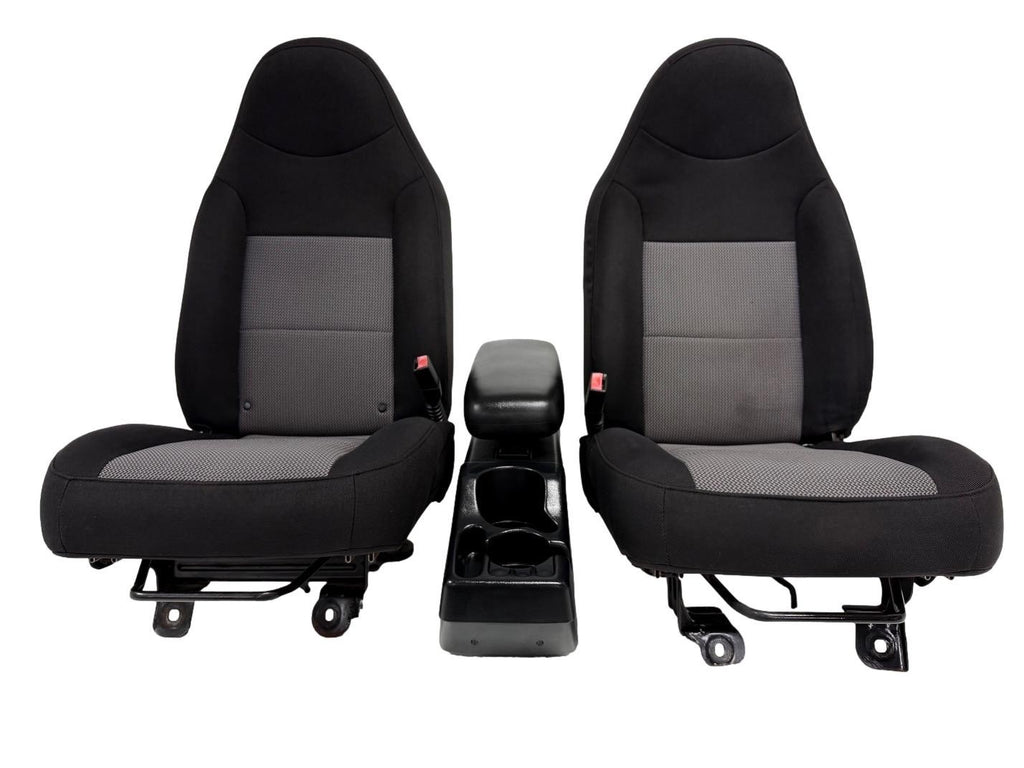 1998 - 2009 Ford Ranger Front Seats & Console, Black Gray Cloth , Extended Cab