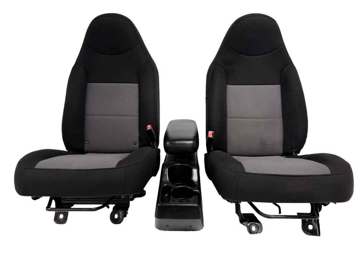 1998 - 2009 Ford Ranger Front Seats & Console, Black Gray Cloth , Extended Cab
