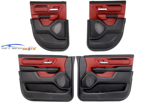 2019 - 2024 Dodge Ram 1500 Rebel Quad Cab Door Panels Set Black Red Switches OEM