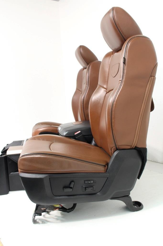 2002 - 2018 Ram Longhorn Seats Set, Crew Cab Cattle Brown Leather Heat & Cool