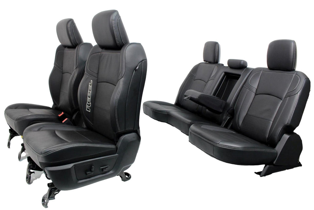 2009-2024 Dodge Ram Rebel Black Leather Heated & Cooled Front and Rear Seats