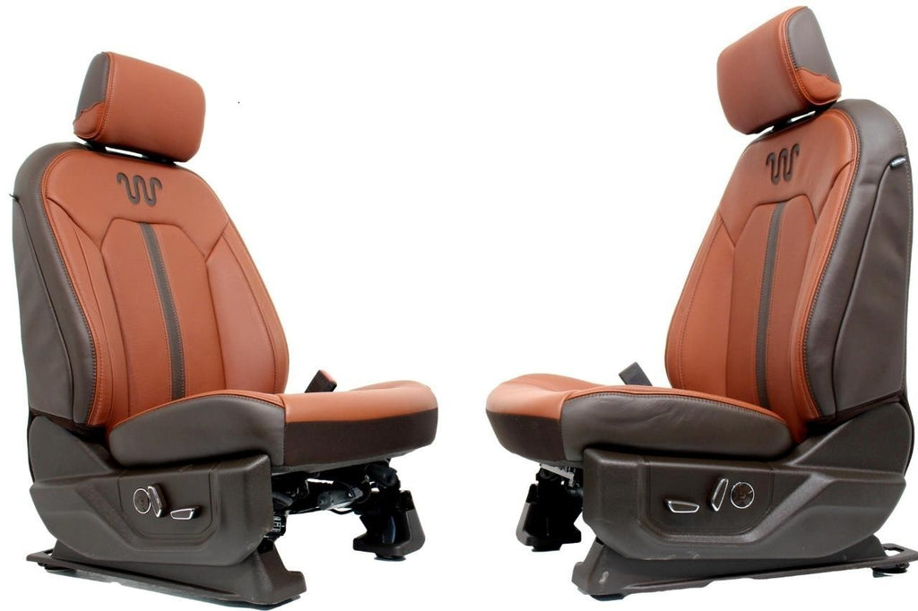 2015 - 2022 Ford F150 Super Duty Front Seats, King Ranch OEM Brown Leather