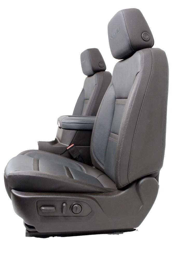 20-22 Sierra Denali Leather Seats Heated Cooled Door Panels Console, Brown Blue