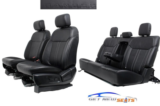 98-10 Ford Ranger FX4 Crew Cab Leather Seats Front Rear Bench Set Blackc