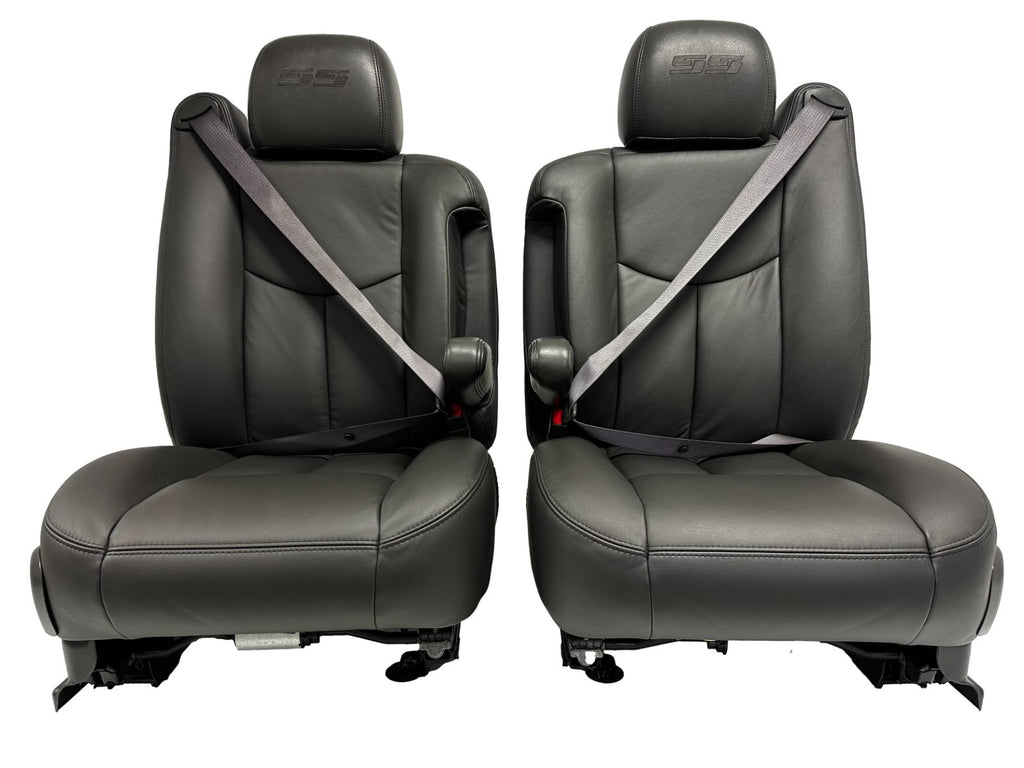 1999 - 2006 Chevy Silverado SS Front Seats, New Leather Dark Pewter Power Heated