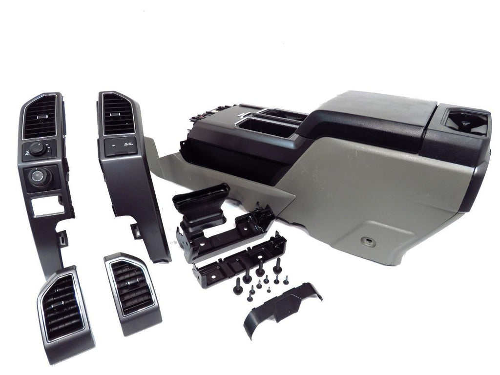 15-22 Ford Truck Center Console & Install Kit w/o Shifter - Gray Vinyl XLT