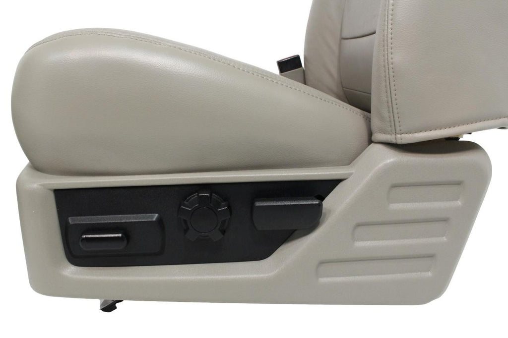 2008-2010 Ford Super Duty Front Seats, Power Stone Gray Leather Lumbar OEM