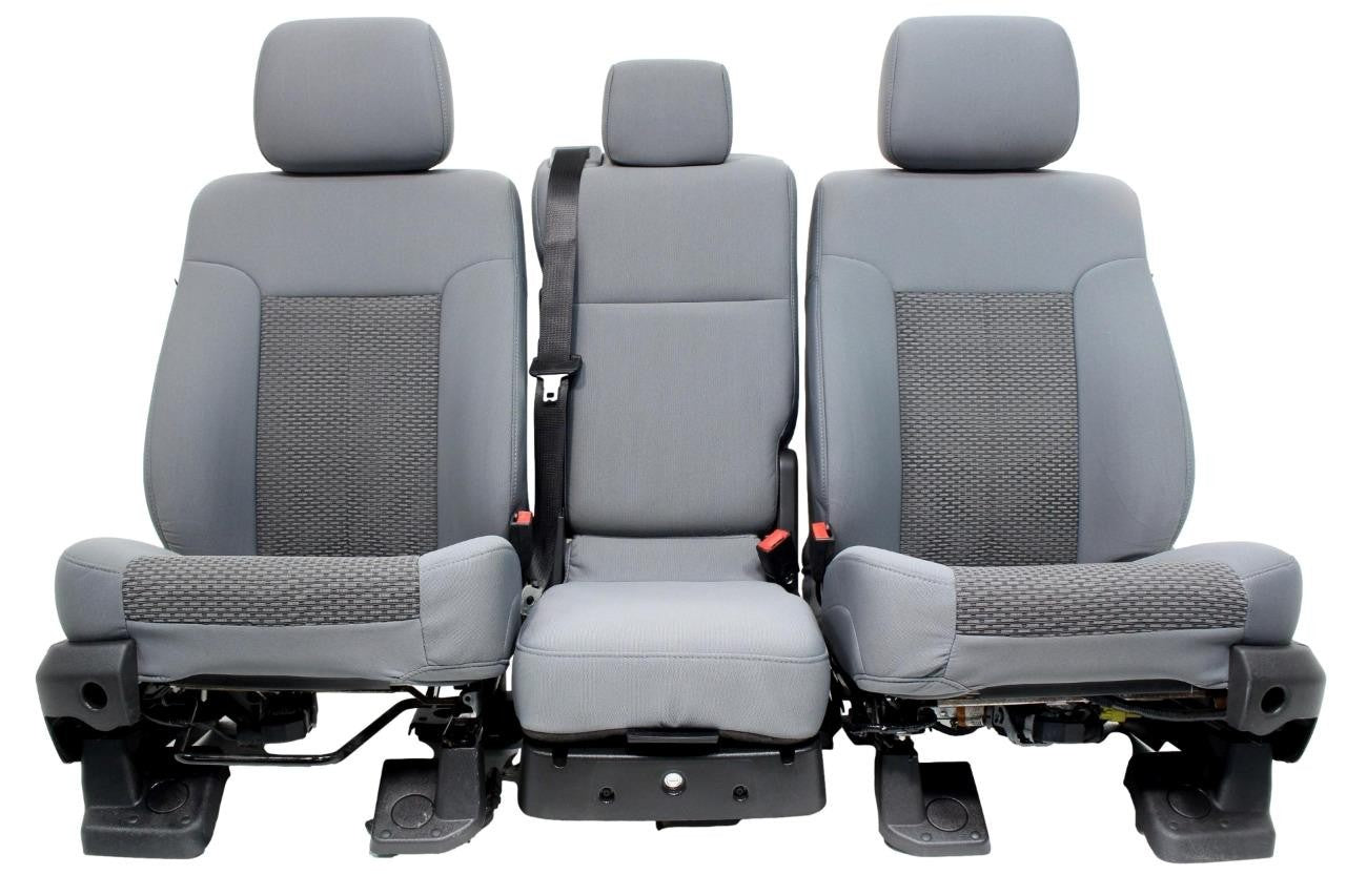1999-2016 Ford Super Duty Seats, XLT Steel Gray Cloth w Center Console Jump Seat