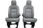 Ford Econoline Front Bucket Seats, Gray Vinyl w/ Folding Armrests, Fits 1997+