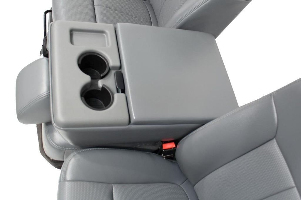 1999 - 2016 Ford Super Duty Front Seats, XLT Steel Gray Vinyl Bench w/ Jumpseat