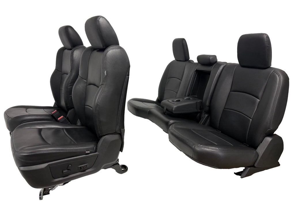 2002 - 2018 Dodge Ram Seats Set, Crew Cab Katzkin Black Leather Powered Heated