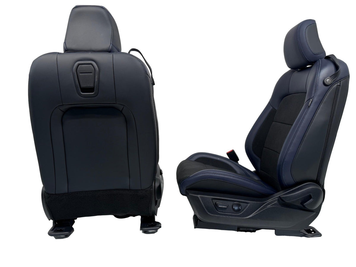 24-26 Ford Mustang Dark Horse Coupe Front Seats, Black Indigo Blue Leather Suede