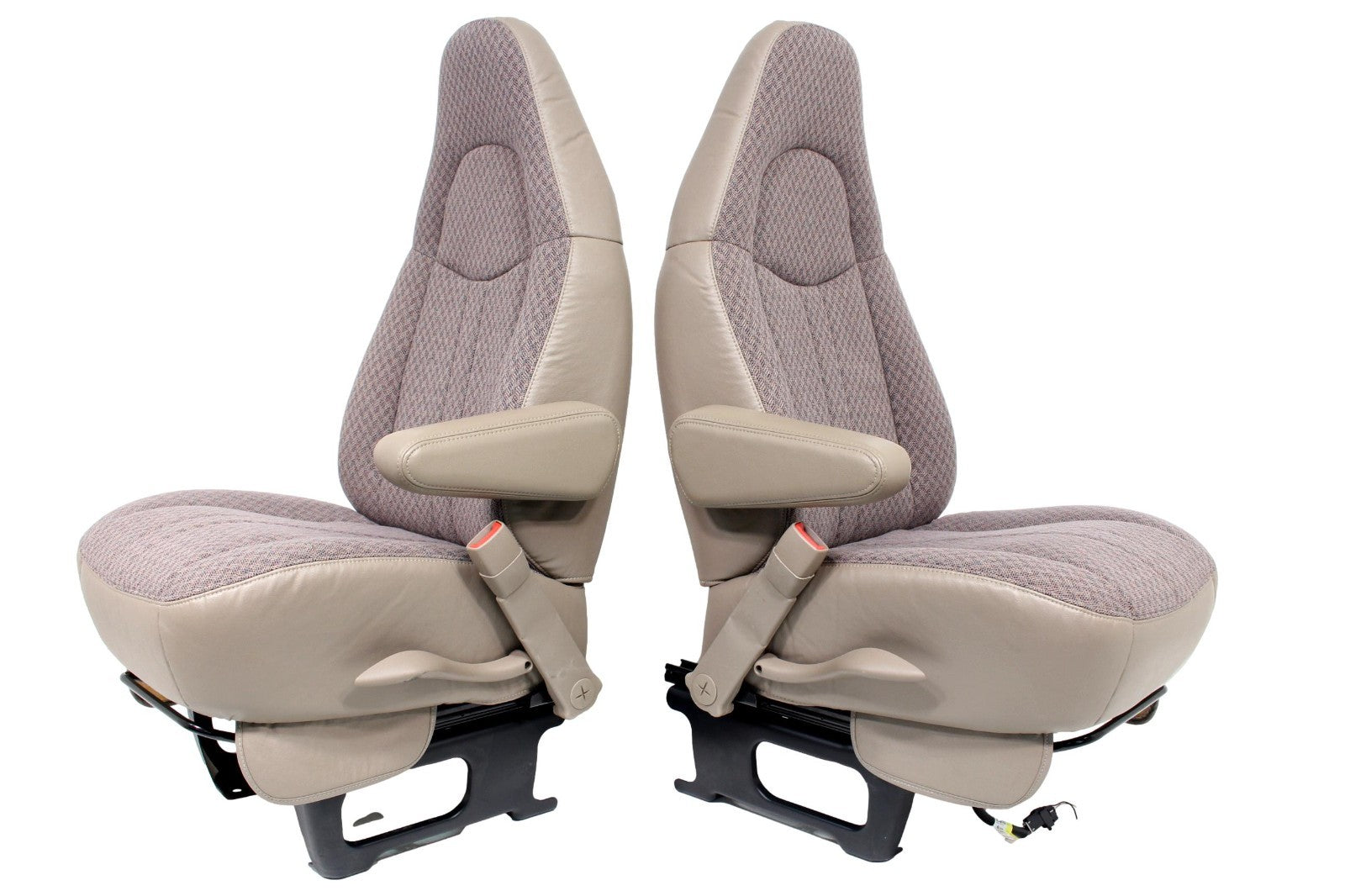 GMC Savana Chevy Express Van Front Bucket Seats, Neutral Tan Cloth 1997 - 2014