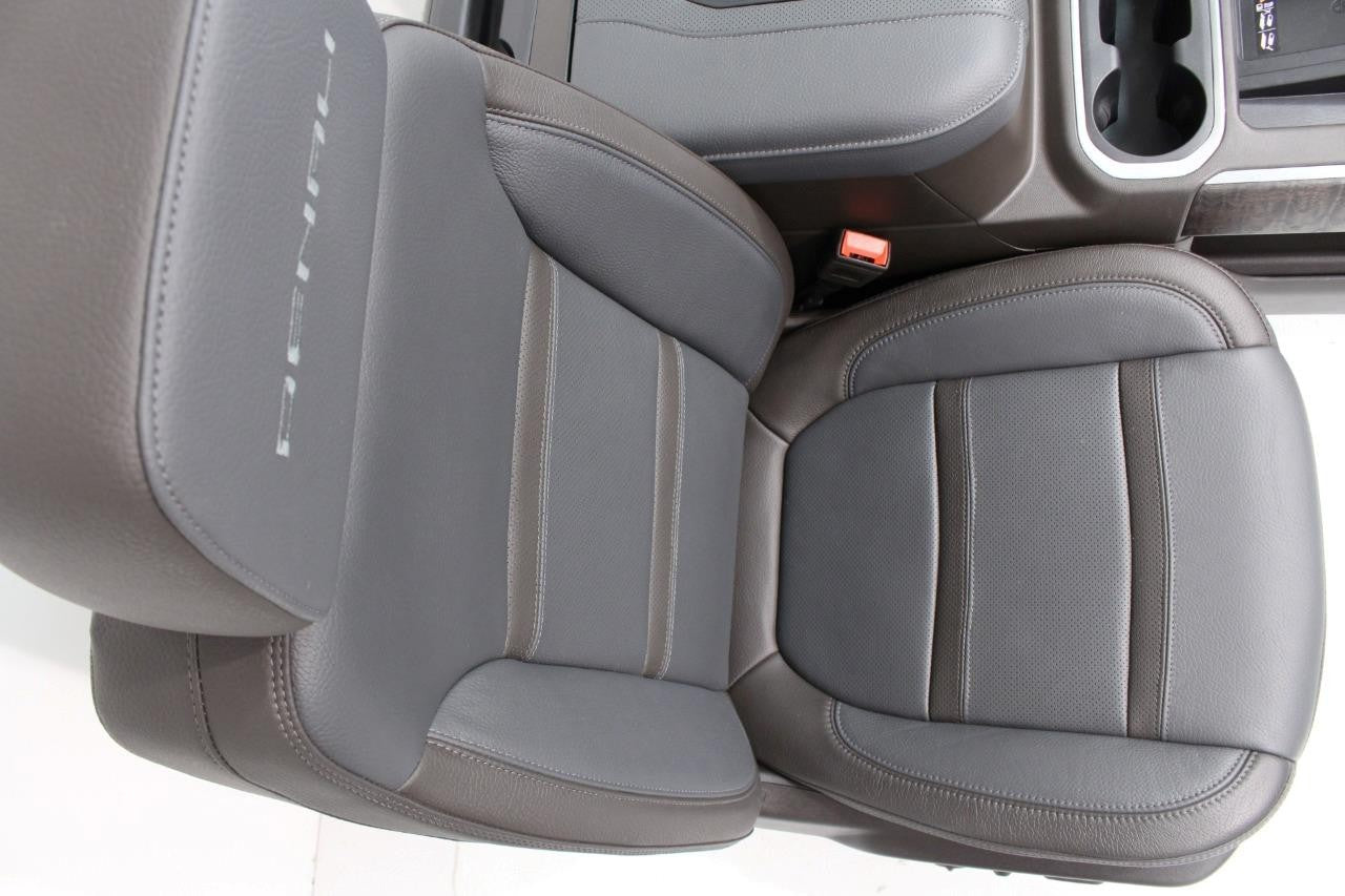 20-22 Sierra Denali Leather Seats Heated Cooled Door Panels Console, Brown Blue