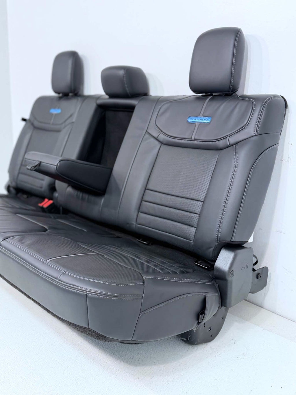 2021 - 2026 Ford F-Series Crew Cab Back Seat, Platinum Black Leather Gray Stripe