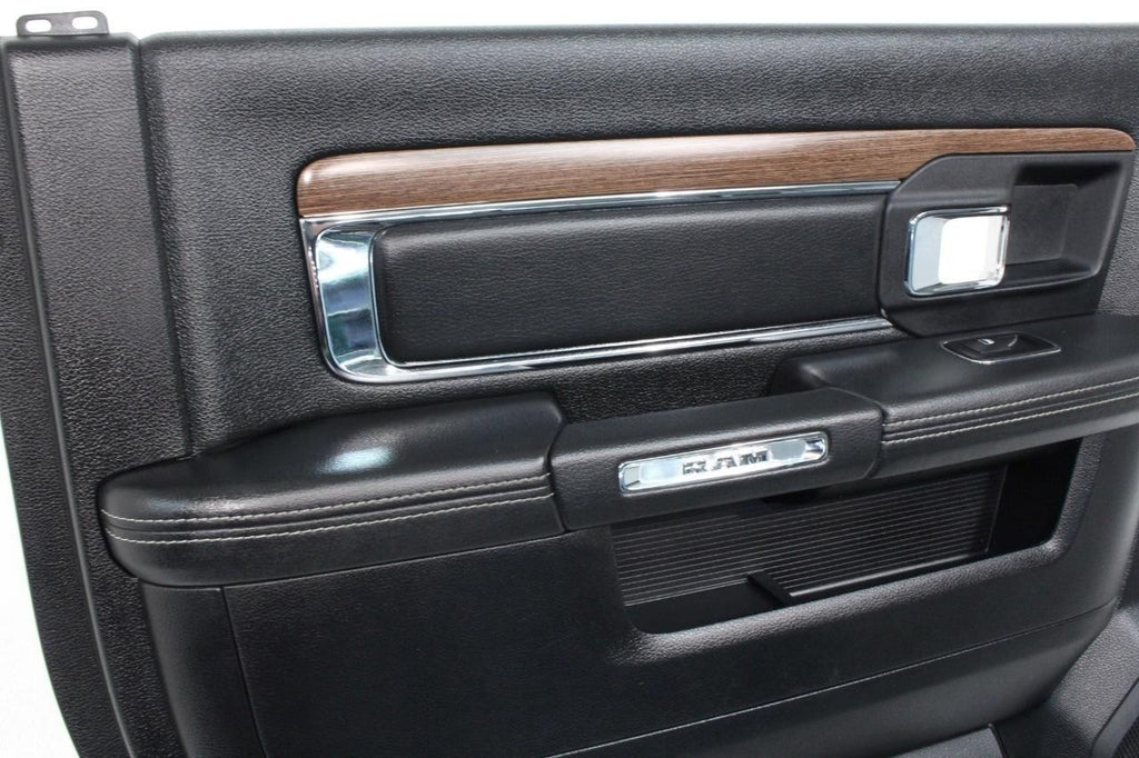2013-2018 Ram Crew Cab Door Panel Set, Laramie Black Leather & Wood w/ Switches