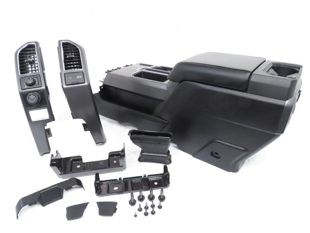 15-22 Ford Truck Center Console & Install Kit w/o Shifter - Black Leather XLT