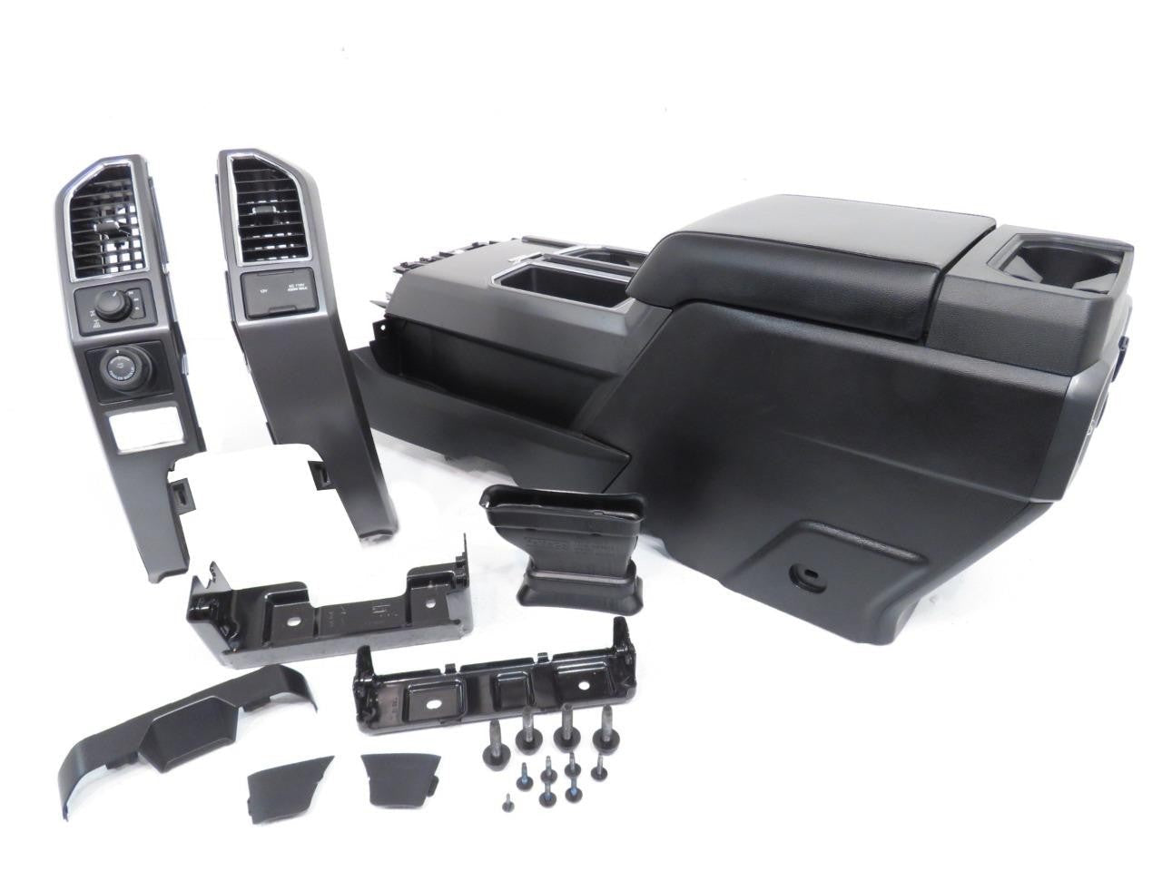 15-22 Ford Truck Center Console & Install Kit w/o Shifter - Black Leather XLT