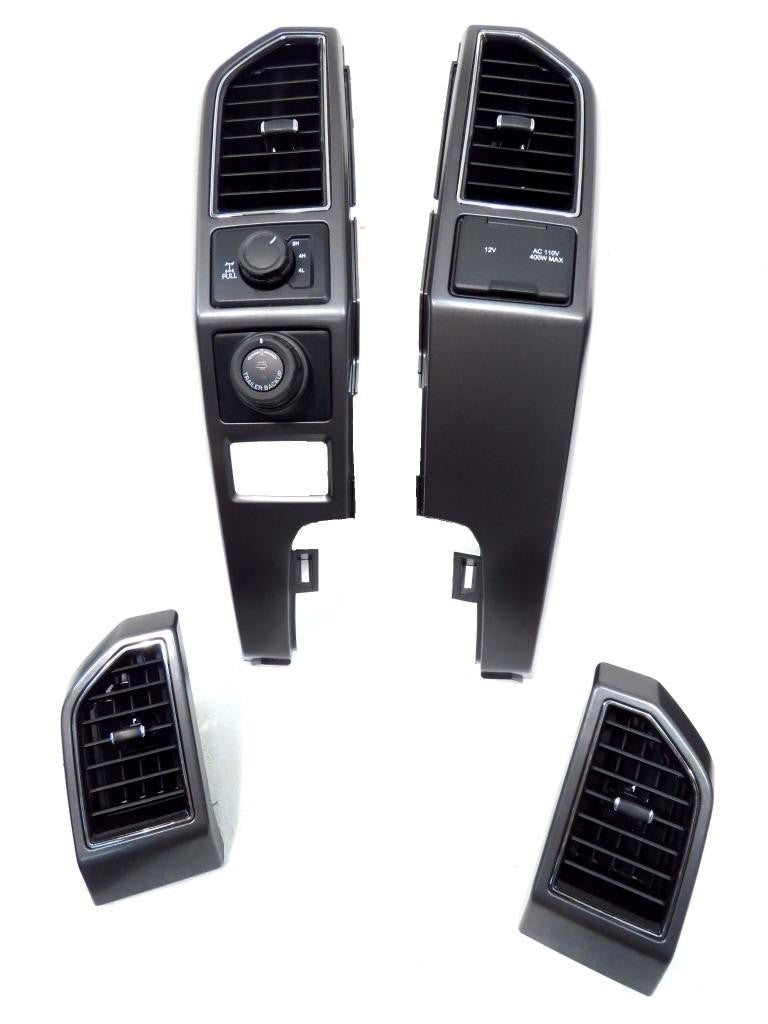 15-22 Ford Truck Center Console & Install Kit w/o Shifter - Gray Vinyl XLT