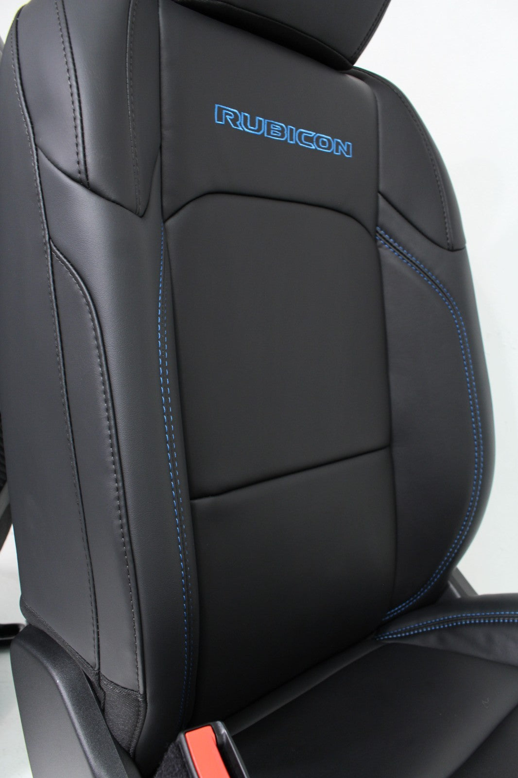 18-25 Jeep JL JLU JT Wrangler Front Seats, Black Nappa Leather w/ Blue Stitching