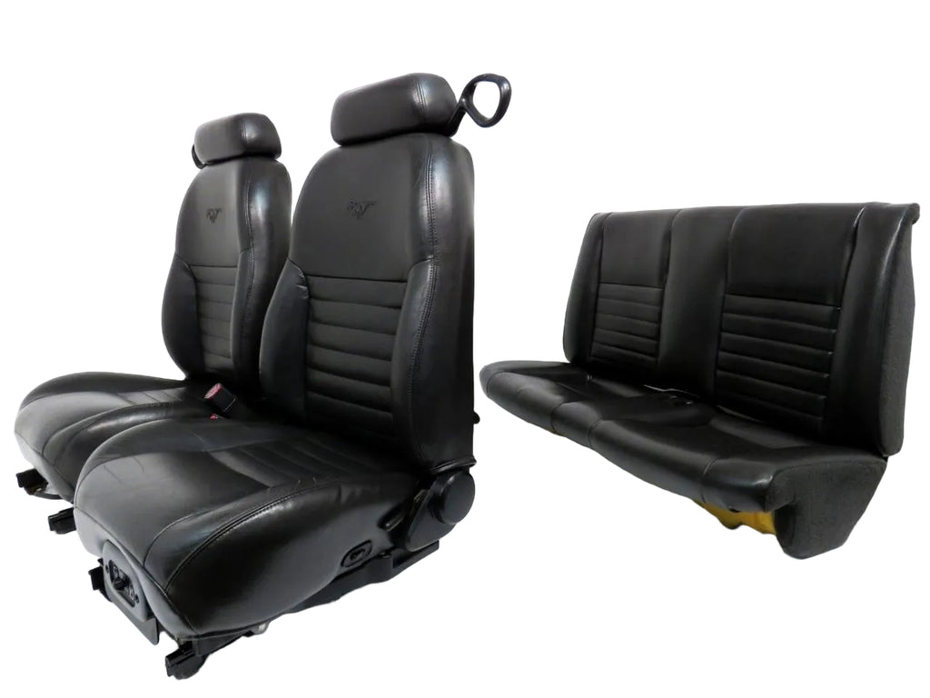 1994 - 2004 Ford Mustang Convertible Seats, GT Black Leather w/ Power Driver OEM