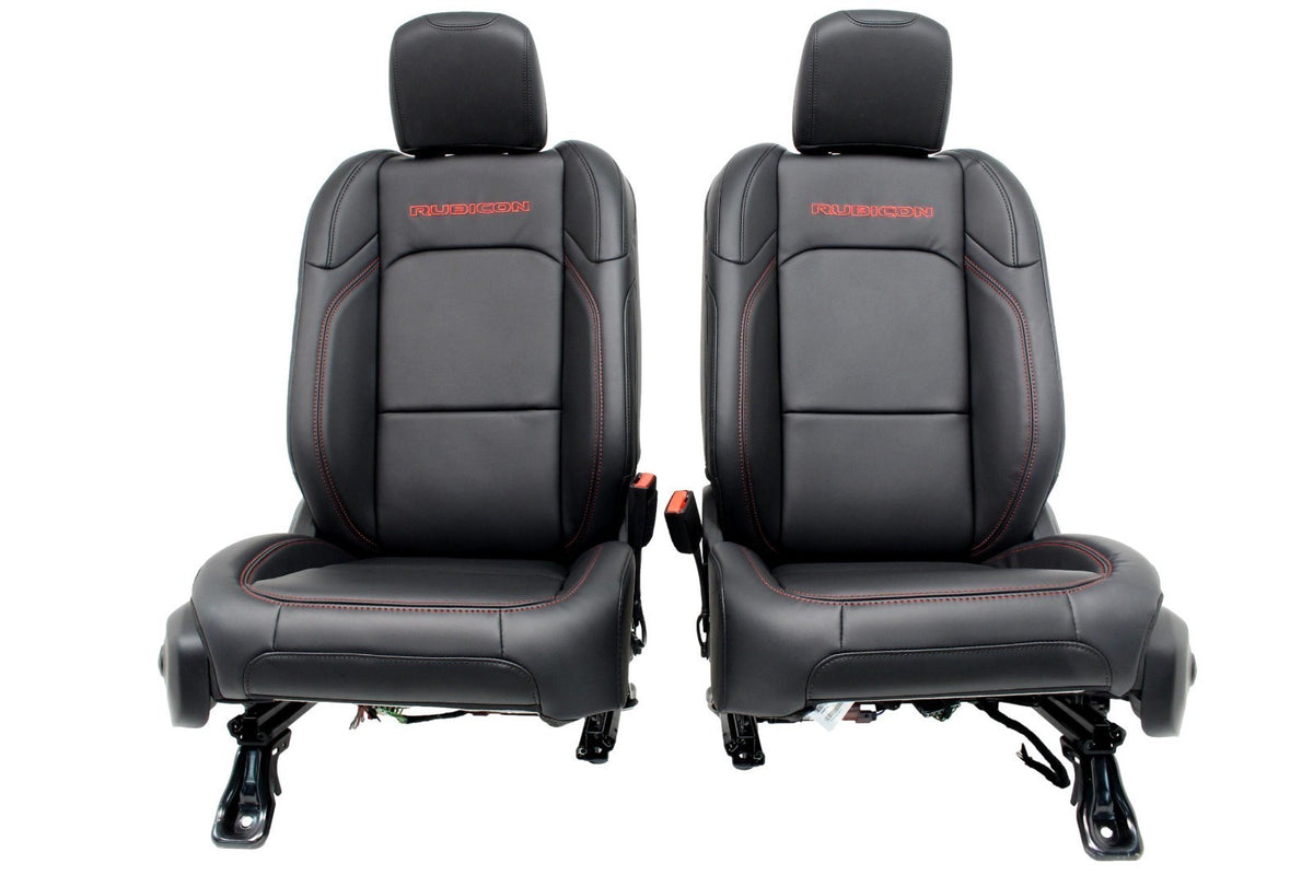 Jeep JLU 4-Dr Wrangler Seats Set, Rubicon Black Nappa Leather Powered Red Stitch