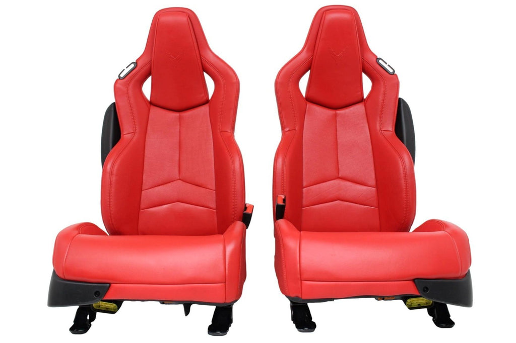 2020 - 2025 Chevy Corvette C8 Seats GT1 Adrenaline Red Leather 8-Way Power