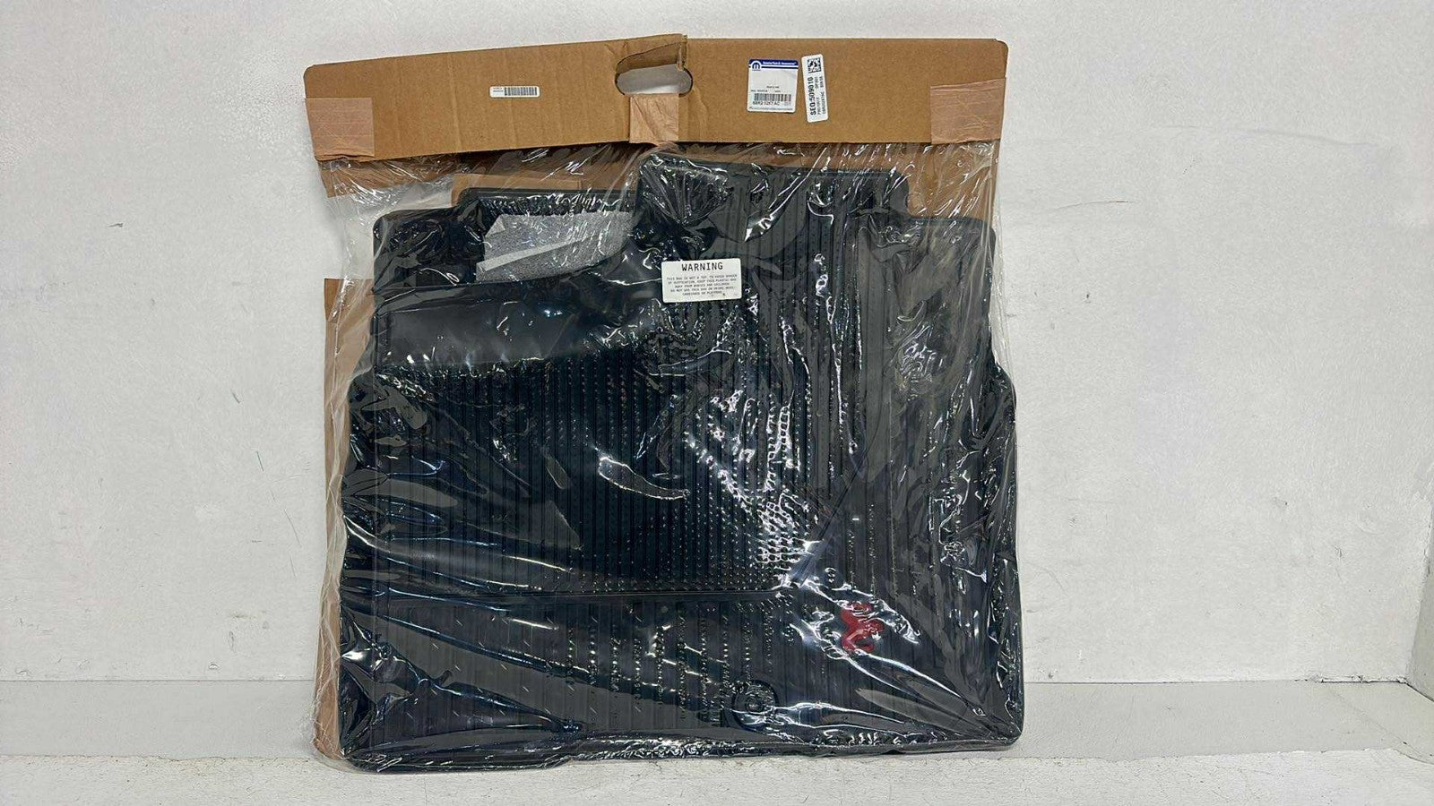 2019 - 2024 Ram 1500 Floor Slush Mats, Black Rubber Red Logo, Crew Cab, New OEM