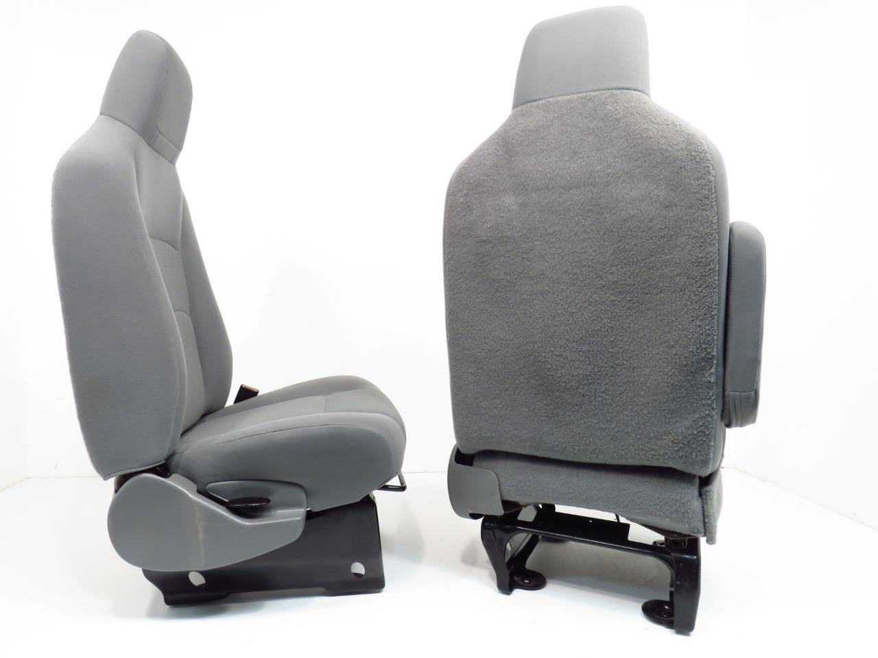 Ford Econoline Front Bucket Seats, Gray Cloth w/ Folding Armrests, Fits 1992+
