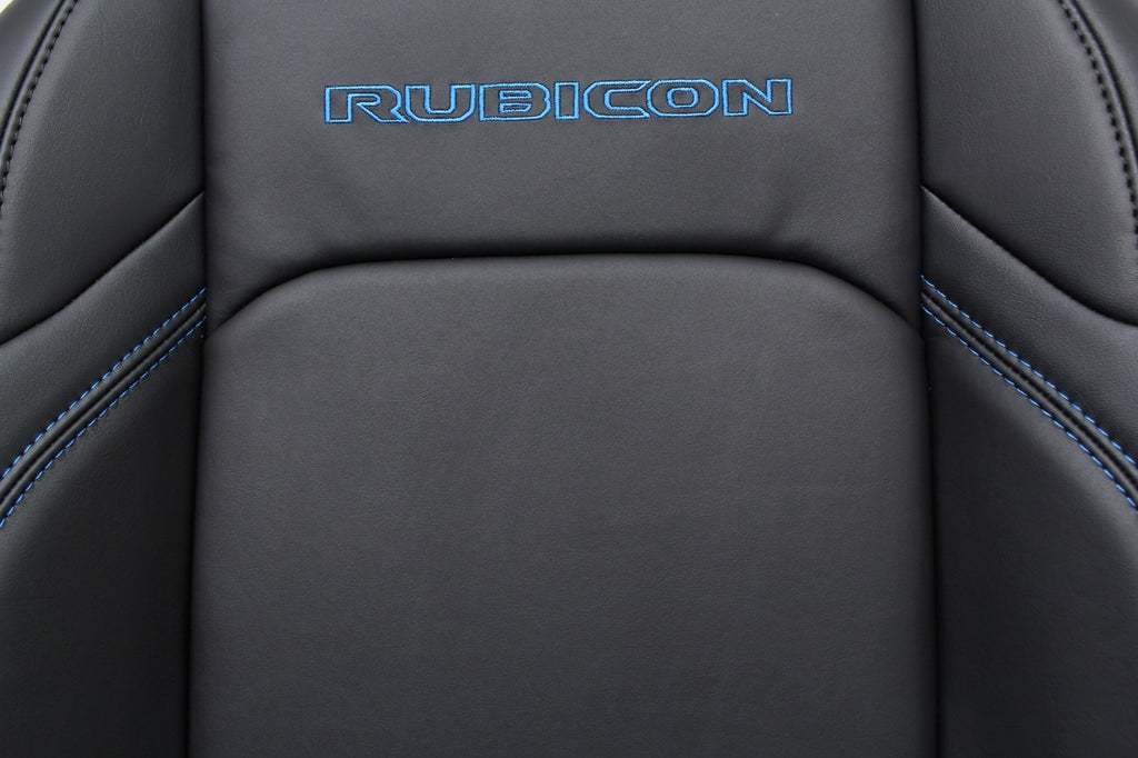 18-25 Jeep JL JLU JT Wrangler Front Seats, Black Nappa Leather w/ Blue Stitching