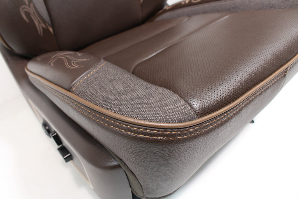 2019 - 2025 Ram 1500 Longhorn Saddle Leather Heated & Cooled Front Seats Takeout