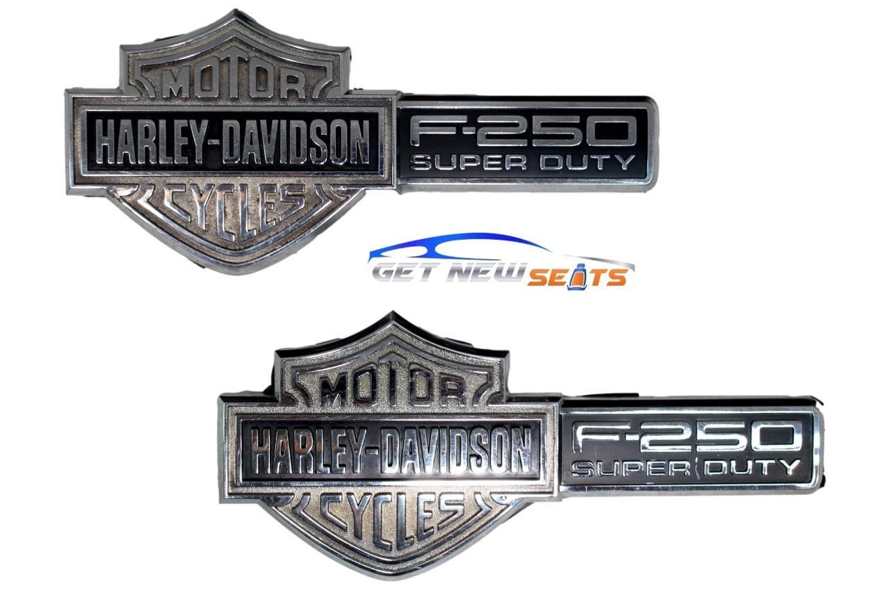 2003 - 2007 Ford F250 Super Duty Harley Davidson Fender Emblems Badges Pair OEM