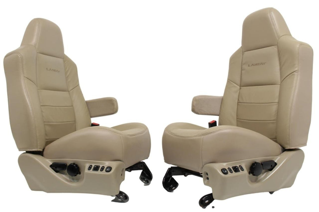 1999 - 2007 Ford Super Duty Front Bucket Seats, Tan Leather Power Heat Lariat
