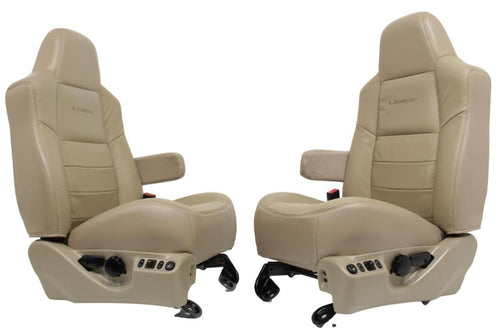 1999 - 2007 Ford Super Duty Front Bucket Seats, Tan Leather Power Heat Lariat