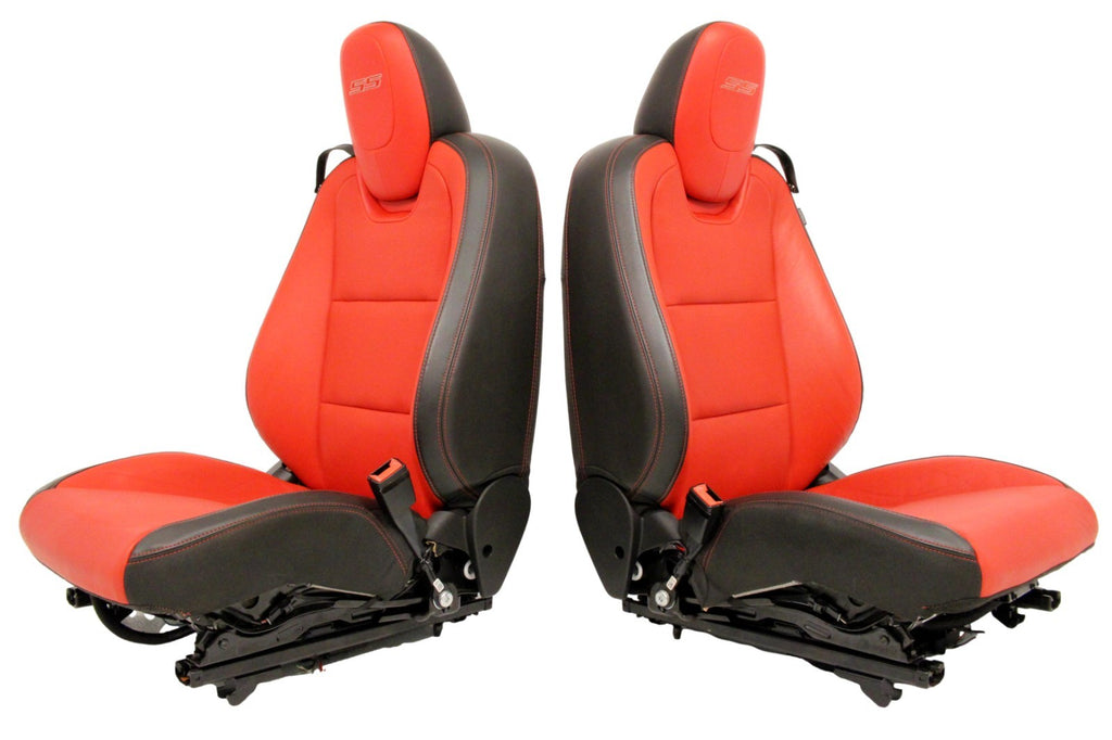 2010 - 2015 Chevrolet Camaro SS Seats Set, Inferno Orange Leather Heated 2SS