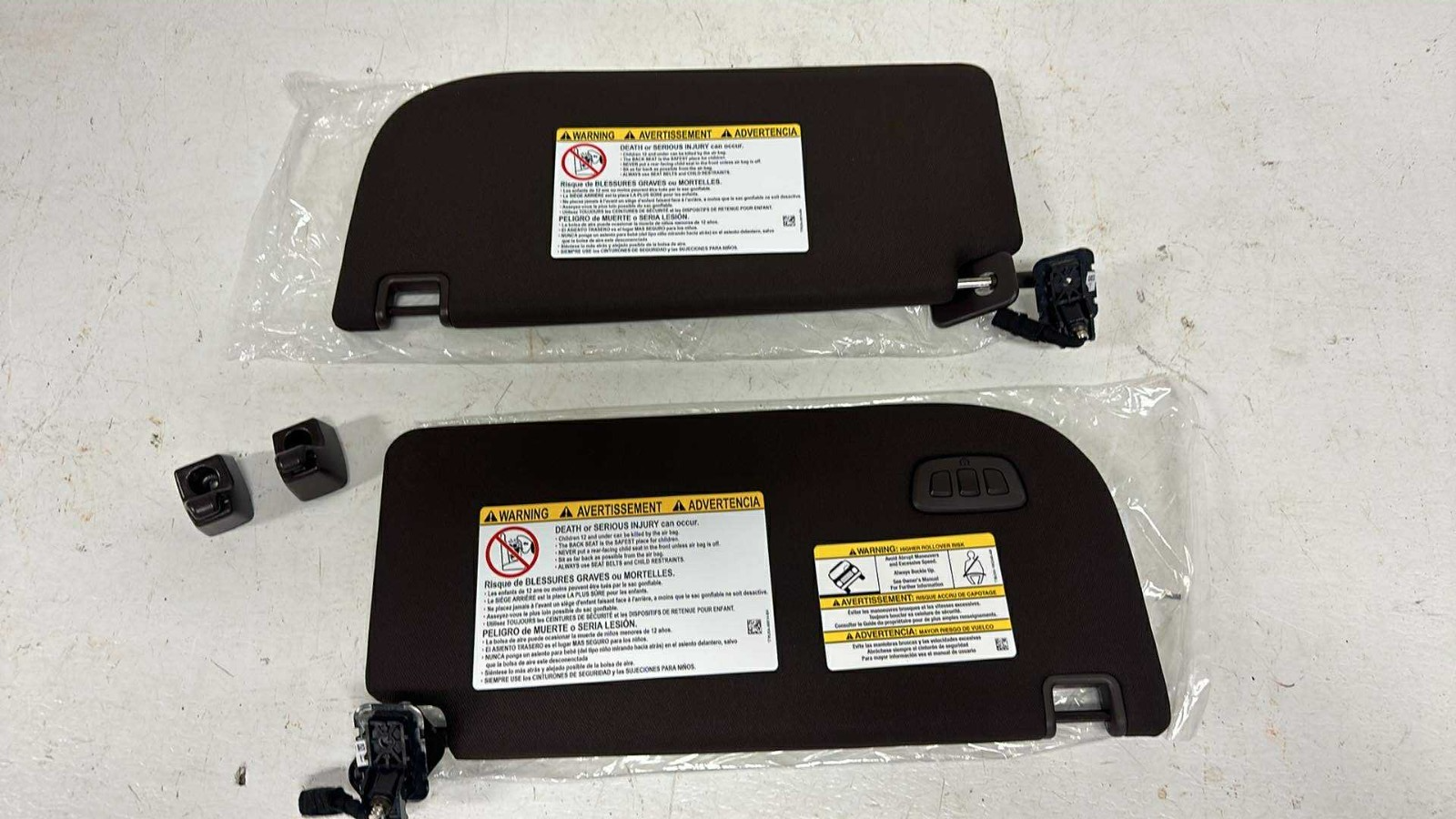 2023 - 2025 Ford Super Duty King Ranch OEM Sun Visor Set, LH RH Pair, Java Brown