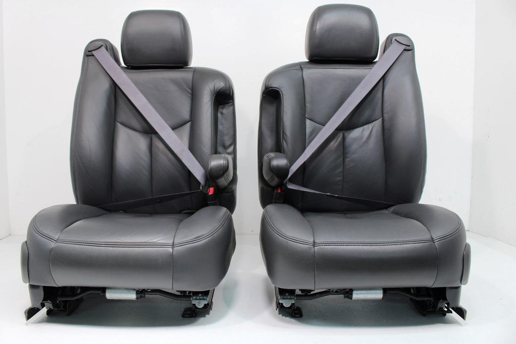 99-06 Sierra Silverado Front Seats, Dark Pewter Leather, Power Lumbar Bolster