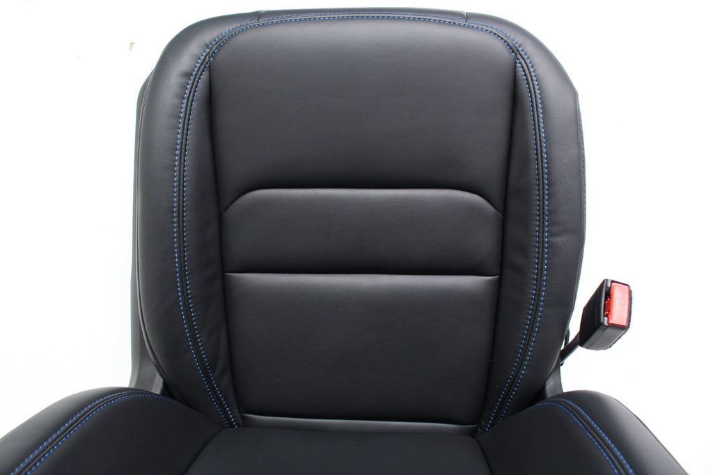 18-25 Jeep JL JLU JT Wrangler Front Seats, Black Nappa Leather w/ Blue Stitching
