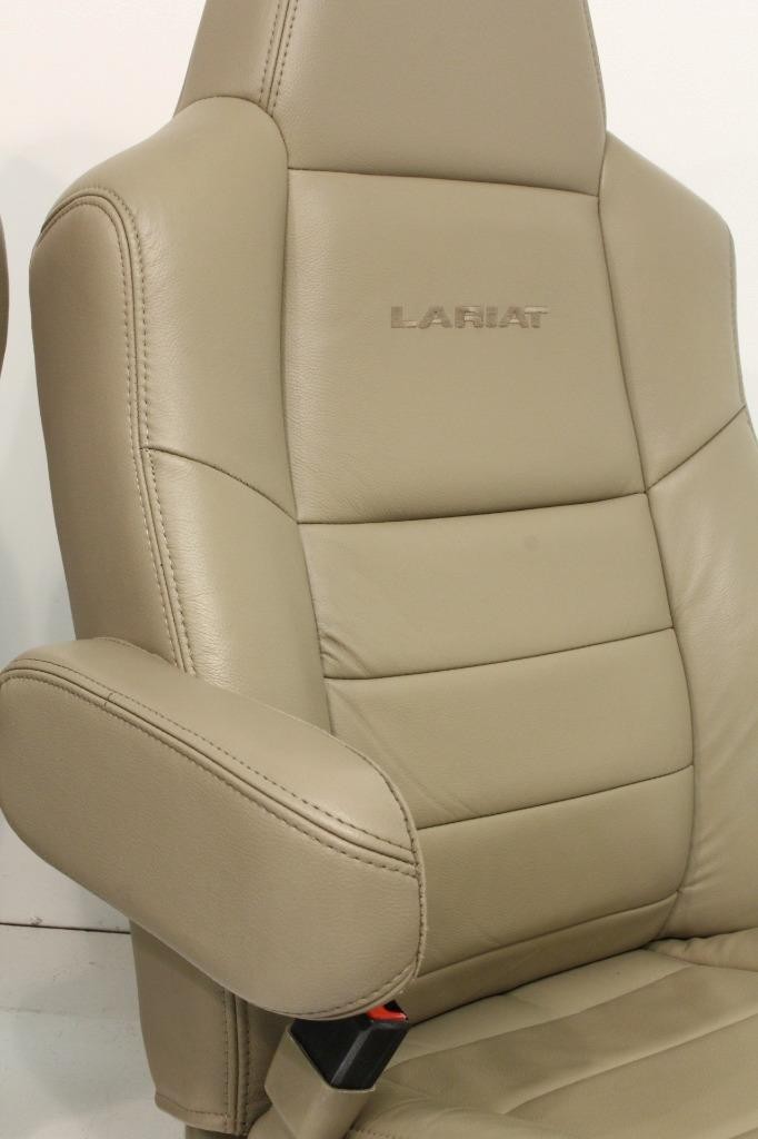 99-10 Ford F250 F350 Excursion Seats Tan Leather Power Front Bench Super Duty