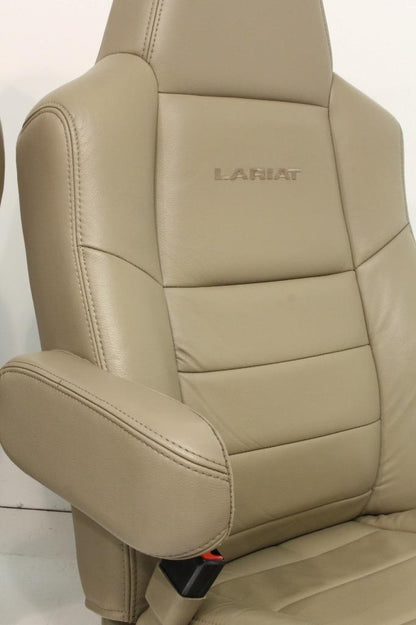 99-10 Ford F250 F350 Excursion Seats Tan Leather Power Front Bench Super Duty