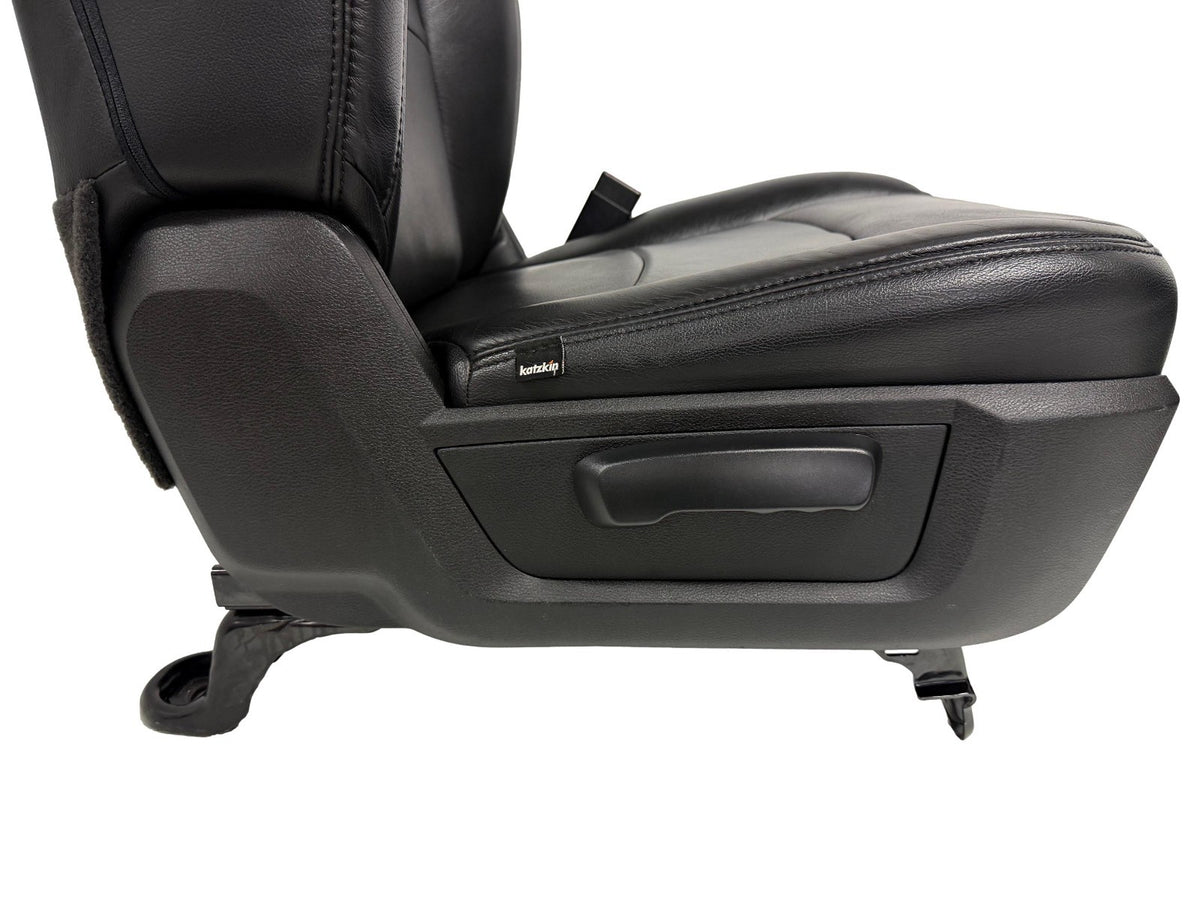 2002 - 2018 Dodge Ram Seats Set, Crew Cab Katzkin Black Leather Powered Heated