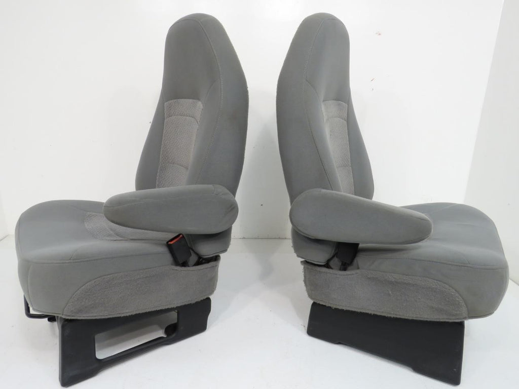 Ford Econoline Front Bucket Seats, Gray Cloth w/ Folding Armrests, Fits 1997+