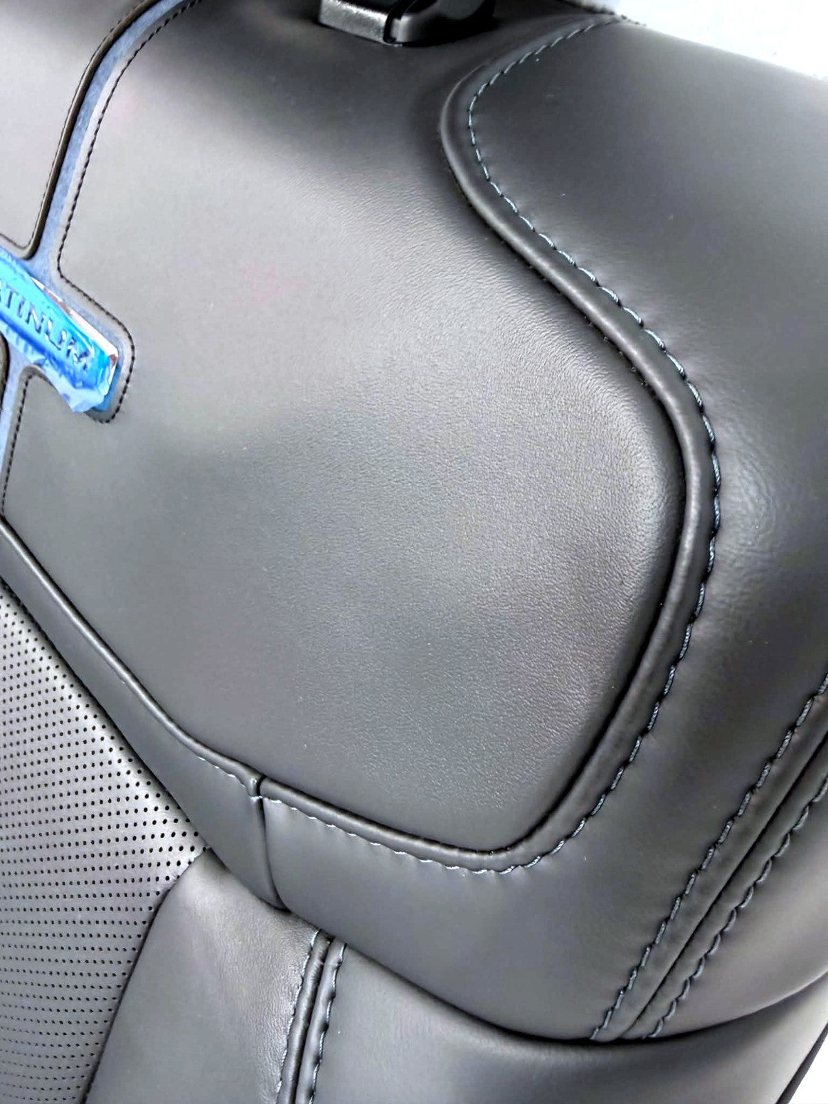 2021 - 2026 Ford F-Series Crew Cab Back Seat, Platinum Black Leather Blue Stripe