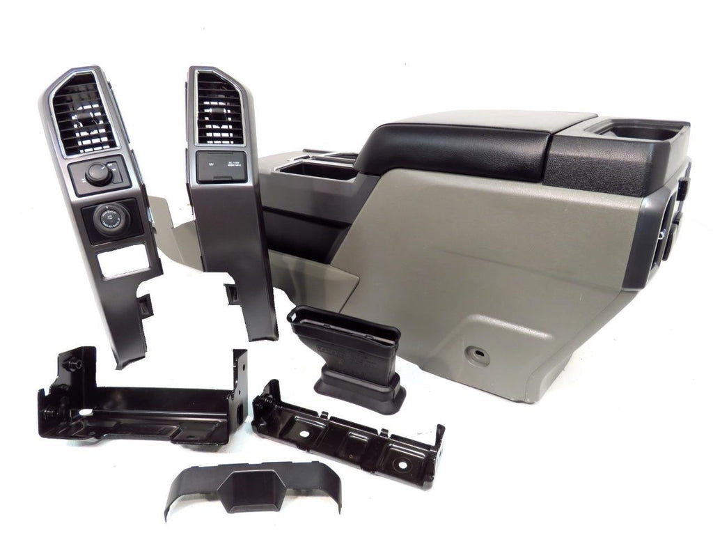 15-22 Ford Truck Center Console & Install Kit w/o Shifter - Gray Leather XLT