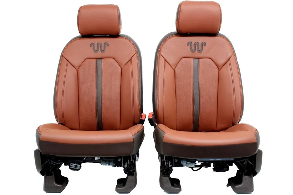 2015 - 2022 Ford F150 Super Duty Front Seats, King Ranch OEM Brown Leather