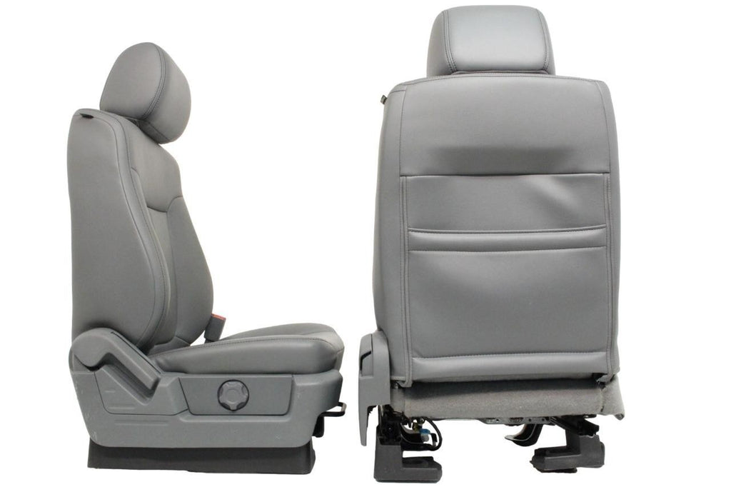 2009 - 2014 Ford F150 Front Seats, XLT Steel Gray Leather w/ Power Driver Seat