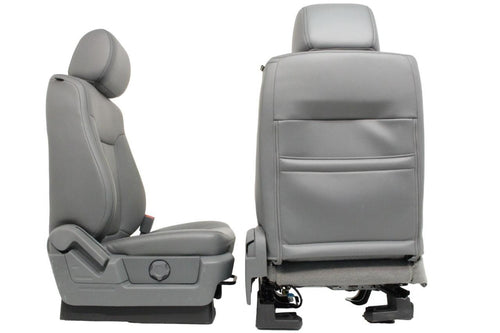2009 - 2014 Ford F150 Front Seats, XLT Steel Gray Leather w/ Power Driver Seat
