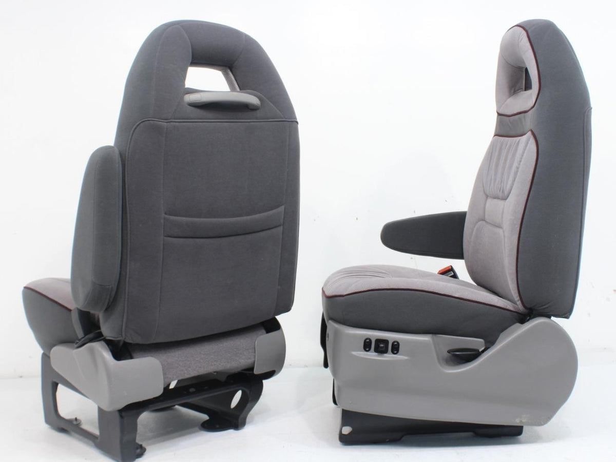Ford Econoline Front Bucket Seats, Powered Gray Cloth w/ Folding Armrests, 1997+