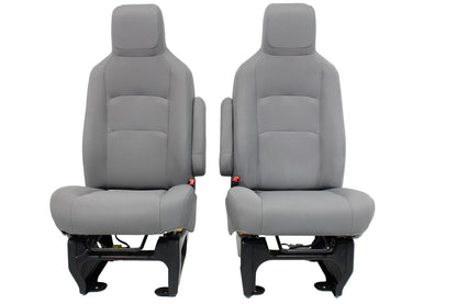 1992 - 2014 Ford Econoline E150 E250 E350 Van Gray Cloth Front Bucket Seats
